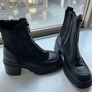 Front-Zip Chunky Boots